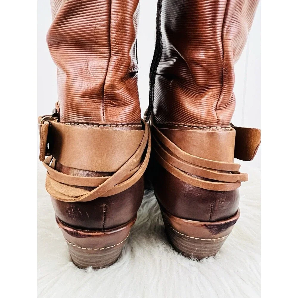 Pikolinos Brown Leather Mid Calf Boots Earthy Boho Western Moto Biker EU40 US9